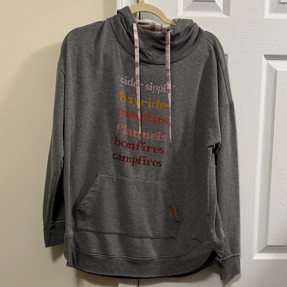 Cozy Gray Hoodie with Autumn Print, Maurice’s